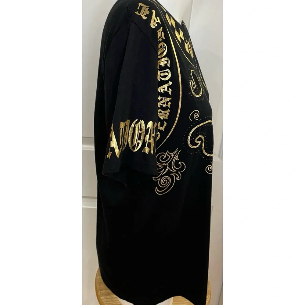 I.N.C Mens French Baroque Graphic T-Shirt Black Gold Paisley Geometric Medium - Picture 6 of 9